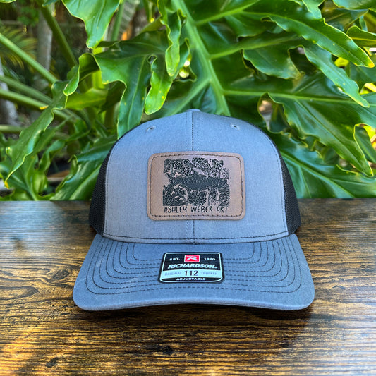Hat- Tarpon Print, Charcoal