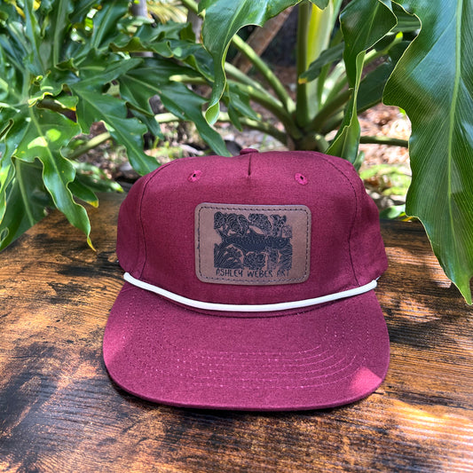 Rope Hat- Maroon, Tarpon Print